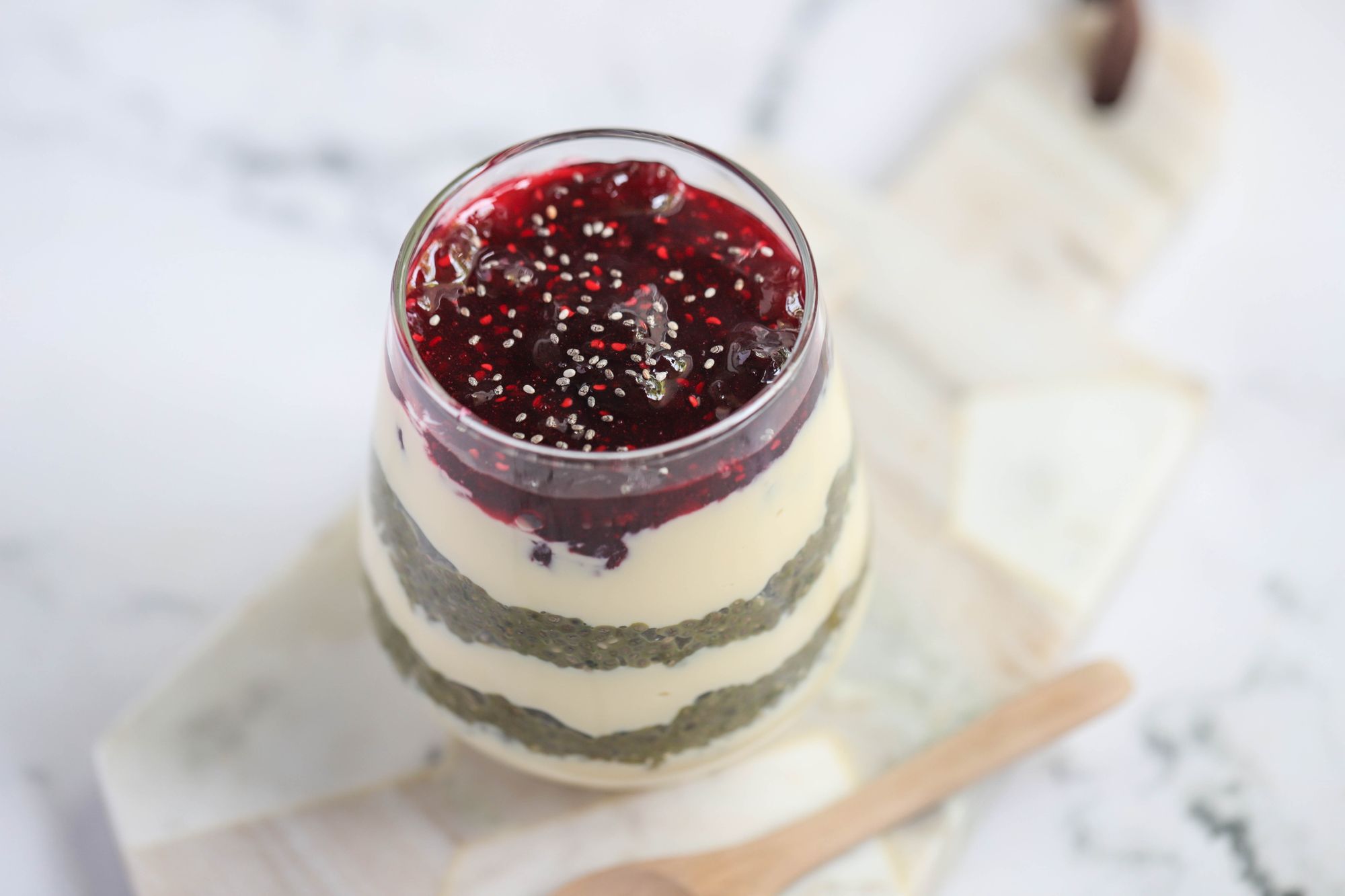 Layered Matcha & Mango Chia Pudding