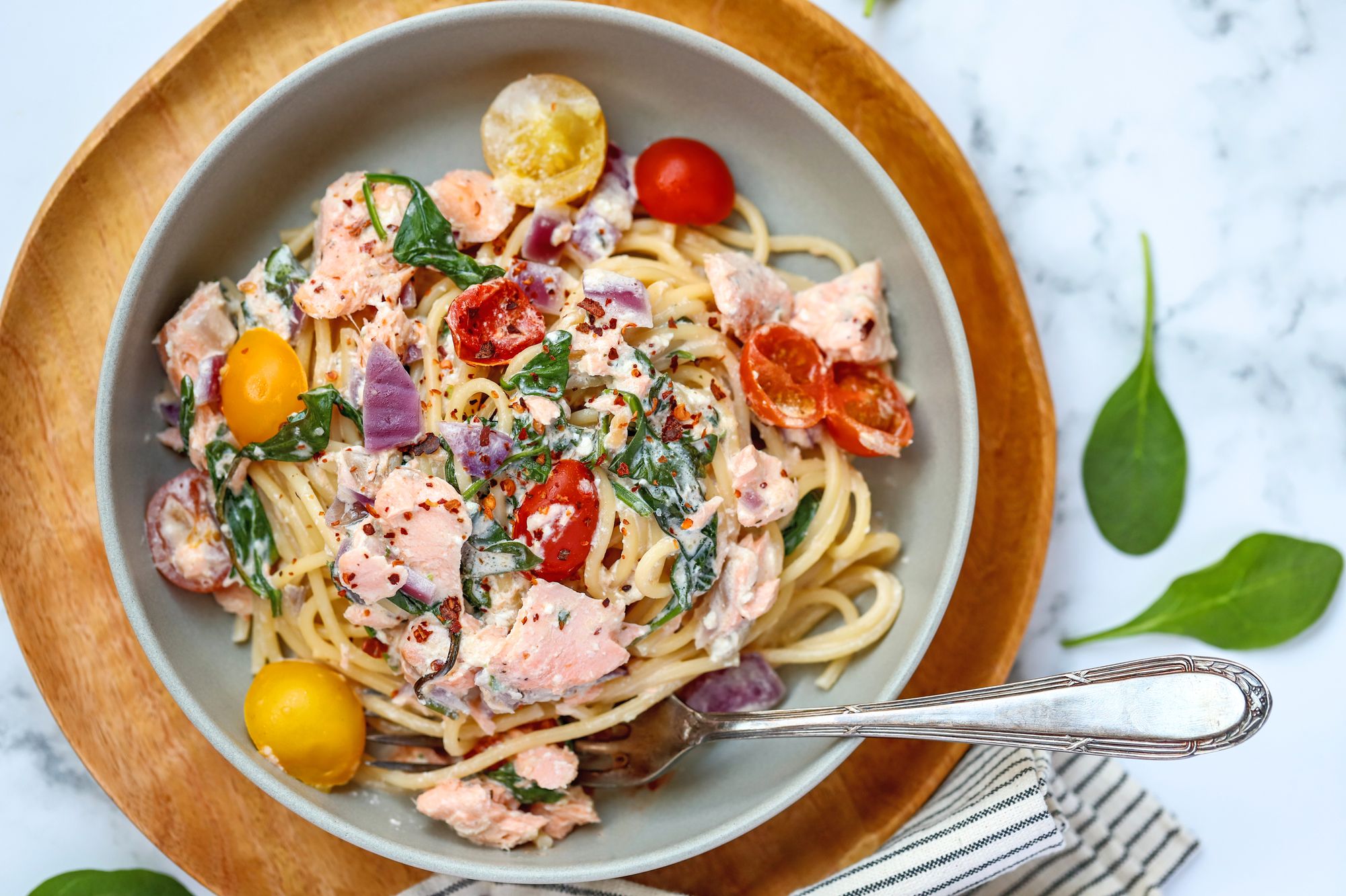 One Pot Spinach & Salmon Pasta